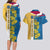 United States Virgin Islands Couples Matching Long Sleeve Bodycon Dress and Hawaiian Shirt with Blue Yellow Floral Design and Government Seal Bird - Wonder Print Shop