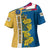 United States Virgin Islands Cross Shoulder Shirt with Blue Yellow Floral Design and Government Seal Bird - Wonder Print Shop