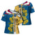 United States Virgin Islands Cross Shoulder Shirt with Blue Yellow Floral Design and Government Seal Bird - Wonder Print Shop