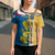 United States Virgin Islands Cross Shoulder Shirt with Blue Yellow Floral Design and Government Seal Bird - Wonder Print Shop