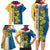 United States Virgin Islands Family Matching Long Sleeve Bodycon Dress and Hawaiian Shirt with Blue Yellow Floral Design and Government Seal Bird - Wonder Print Shop