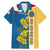 United States Virgin Islands Family Matching Mermaid Dress and Hawaiian Shirt with Blue Yellow Floral Design and Government Seal Bird - Wonder Print Shop