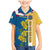 United States Virgin Islands Family Matching Mermaid Dress and Hawaiian Shirt with Blue Yellow Floral Design and Government Seal Bird - Wonder Print Shop
