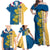 United States Virgin Islands Family Matching Off Shoulder Maxi Dress and Hawaiian Shirt with Blue Yellow Floral Design and Government Seal Bird - Wonder Print Shop