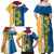 United States Virgin Islands Family Matching Off Shoulder Maxi Dress and Hawaiian Shirt with Blue Yellow Floral Design and Government Seal Bird - Wonder Print Shop