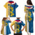 United States Virgin Islands Family Matching Puletasi and Hawaiian Shirt with Blue Yellow Floral Design and Government Seal Bird - Wonder Print Shop