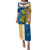 United States Virgin Islands Family Matching Puletasi and Hawaiian Shirt with Blue Yellow Floral Design and Government Seal Bird - Wonder Print Shop