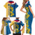 United States Virgin Islands Family Matching Short Sleeve Bodycon Dress and Hawaiian Shirt with Blue Yellow Floral Design and Government Seal Bird - Wonder Print Shop