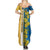 United States Virgin Islands Family Matching Summer Maxi Dress and Hawaiian Shirt with Blue Yellow Floral Design and Government Seal Bird - Wonder Print Shop