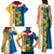 United States Virgin Islands Family Matching Tank Maxi Dress and Hawaiian Shirt with Blue Yellow Floral Design and Government Seal Bird - Wonder Print Shop