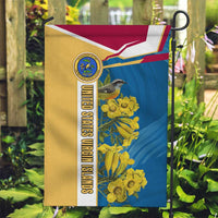United States Virgin Islands Garden Flag with Blue Yellow Floral Design and Government Seal Bird - Wonder Print Shop