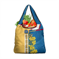 United States Virgin Islands Grocery Bag with Blue Yellow Floral Design and Government Seal Bird - Wonder Print Shop
