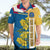 United States Virgin Islands Hawaiian Shirt with Blue Yellow Floral Design and Government Seal Bird - Wonder Print Shop