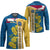 United States Virgin Islands Hockey Jersey with Blue Yellow Floral Design and Government Seal Bird - Wonder Print Shop