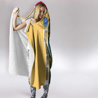United States Virgin Islands Hooded Blanket with Blue Yellow Floral Design and Government Seal Bird - Wonder Print Shop