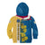 United States Virgin Islands Kid Hoodie with Blue Yellow Floral Design and Government Seal Bird - Wonder Print Shop