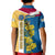 United States Virgin Islands Kid Polo Shirt with Blue Yellow Floral Design and Government Seal Bird - Wonder Print Shop