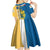 United States Virgin Islands Kid Short Sleeve Dress with Blue Yellow Floral Design and Government Seal Bird - Wonder Print Shop