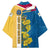 United States Virgin Islands Kimono with Blue Yellow Floral Design and Government Seal Bird - Wonder Print Shop