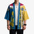 United States Virgin Islands Kimono with Blue Yellow Floral Design and Government Seal Bird - Wonder Print Shop