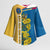 United States Virgin Islands Kimono Sleeve Blouse with Blue Yellow Floral Design and Government Seal Bird - Wonder Print Shop