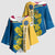 United States Virgin Islands Kimono Sleeve Blouse with Blue Yellow Floral Design and Government Seal Bird - Wonder Print Shop