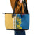 United States Virgin Islands Leather Tote Bag with Blue Yellow Floral Design and Government Seal Bird - Wonder Print Shop