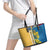 United States Virgin Islands Leather Tote Bag with Blue Yellow Floral Design and Government Seal Bird - Wonder Print Shop