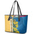United States Virgin Islands Leather Tote Bag with Blue Yellow Floral Design and Government Seal Bird - Wonder Print Shop