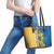 United States Virgin Islands Leather Tote Bag with Blue Yellow Floral Design and Government Seal Bird - Wonder Print Shop