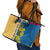 United States Virgin Islands Leather Tote Bag with Blue Yellow Floral Design and Government Seal Bird - Wonder Print Shop