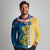 United States Virgin Islands Long Sleeve Polo Shirt with Blue Yellow Floral Design and Government Seal Bird - Wonder Print Shop