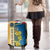 United States Virgin Islands Luggage Cover with Blue Yellow Floral Design and Government Seal Bird - Wonder Print Shop
