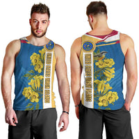 United States Virgin Islands Men Tank Top with Blue Yellow Floral Design and Government Seal Bird - Wonder Print Shop