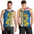 United States Virgin Islands Men Tank Top with Blue Yellow Floral Design and Government Seal Bird - Wonder Print Shop