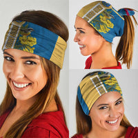 United States Virgin Islands Neck Gaiter with Blue Yellow Floral Design and Government Seal Bird - Wonder Print Shop