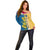 United States Virgin Islands Off Shoulder Sweater with Blue Yellow Floral Design and Government Seal Bird - Wonder Print Shop