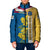 United States Virgin Islands Padded Jacket with Blue Yellow Floral Design and Government Seal Bird - Wonder Print Shop