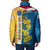 United States Virgin Islands Padded Jacket with Blue Yellow Floral Design and Government Seal Bird - Wonder Print Shop
