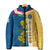 United States Virgin Islands Padded Jacket with Blue Yellow Floral Design and Government Seal Bird - Wonder Print Shop