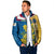 United States Virgin Islands Padded Jacket with Blue Yellow Floral Design and Government Seal Bird - Wonder Print Shop
