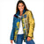 United States Virgin Islands Padded Jacket with Blue Yellow Floral Design and Government Seal Bird - Wonder Print Shop