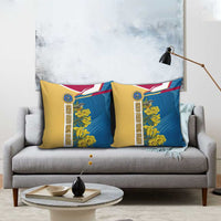 United States Virgin Islands Pillow Cover with Blue Yellow Floral Design and Government Seal Bird - Wonder Print Shop