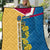 United States Virgin Islands Quilt with Blue Yellow Floral Design and Government Seal Bird - Wonder Print Shop