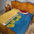 United States Virgin Islands Quilt with Blue Yellow Floral Design and Government Seal Bird - Wonder Print Shop