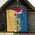 United States Virgin Islands Quilt with Blue Yellow Floral Design and Government Seal Bird - Wonder Print Shop