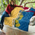 United States Virgin Islands Quilt with Blue Yellow Floral Design and Government Seal Bird - Wonder Print Shop