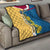 United States Virgin Islands Quilt with Blue Yellow Floral Design and Government Seal Bird - Wonder Print Shop