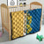 United States Virgin Islands Quilt with Blue Yellow Floral Design and Government Seal Bird - Wonder Print Shop