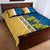 United States Virgin Islands Quilt Bed Set with Blue Yellow Floral Design and Government Seal Bird - Wonder Print Shop